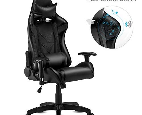 Modern-Depo High-Back Swivel Gaming Chair Recliner with Bluetooth 4.1 Speakers & Lumbar Support & Headrest | Height Adjustable Ergonomic Office Desk Chair –