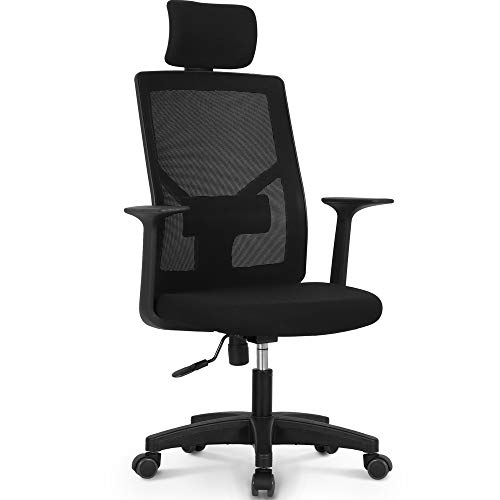 NEO CHAIR Office Chair Computer Desk Chair Gaming – Bulk Business Ergonomic Mid Back Cushion Lumbar Support Wheels Comfortable Black Mesh Racing Seat Adjustable Swivel Rolling Executive (Headrest)