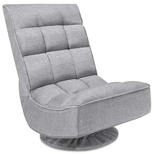 Best Choice Products 360-Degree Swivel Folding Cushioned Floor Gaming Chair for Home, Office w/ 4 Adjustable Positions – Gray