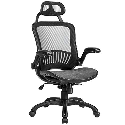 Office Chair Desk Chair Computer Chair Ergonomic Rolling Swivel Mesh Chair Lumbar Support Headrest Flip-up Arms High Back Adjustable Chair for Women&