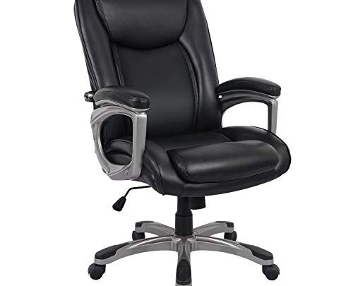 RIMIKING Ergonomic Memory Foam Executive Office Chair – Adjustable Height Built-in Lumbar Support Tilt Angle Computer Desk Chair, Swivel Thick Padded for Comfort
