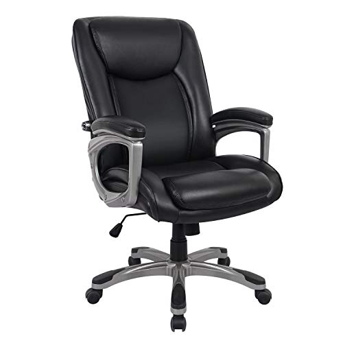 RIMIKING Ergonomic Memory Foam Executive Office Chair – Adjustable Height Built-in Lumbar Support Tilt Angle Computer Desk Chair, Swivel Thick Padded for Comfort