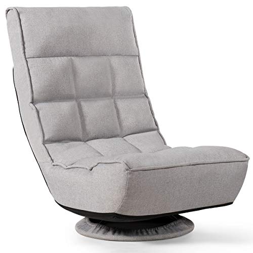 Giantex 360 Degree Swivel Gaming Chair, 4-Position Adjustable Folding Floor Chair, 330lb Spring Support, Comfortable Padded Backrest, Lazy Sofa Chair Game Rocker for Teens Adults