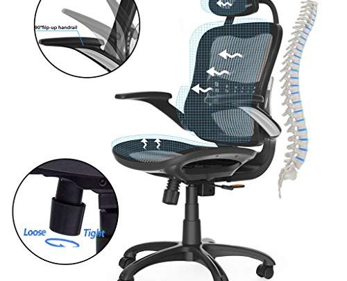 Komene Ergonomic Office Chair High Adjustable Back Mesh Desk Chairs,Computer Chair Lumbar Support Modern Executive with Rolling Swivel Chair for Back Pain,