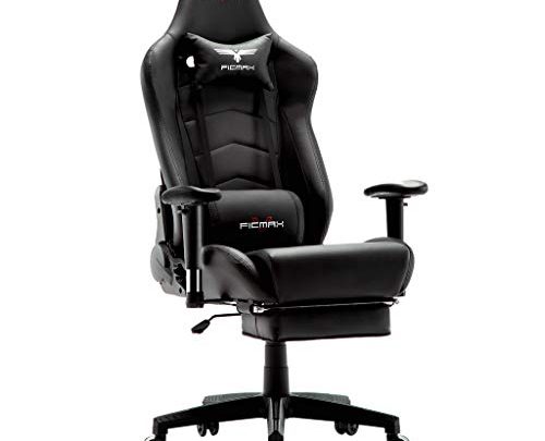 Ficmax Gaming Chair Massage Ergonomic Computer Gaming Chair Reclining Racing Office Chair with Footrest High Back Gamer Chair for E-sports Large size Gaming Desk Chair with Headrest and Lumbar Support