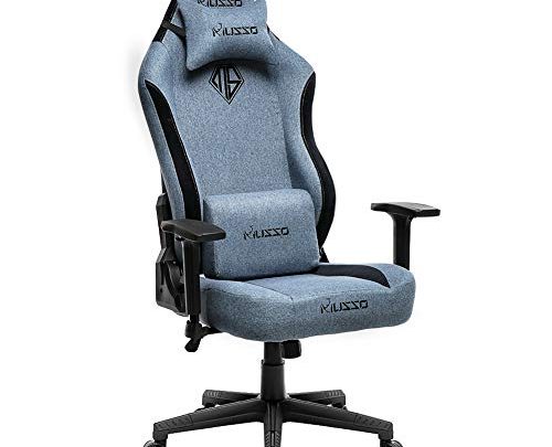 Musso Big & Tall Fabric Gaming Chair,Heavy Duty Racing Chair, Adults Adjustable Video Game Chair, Large Size PU Leather High-Back Executive Office Chair (Blue)