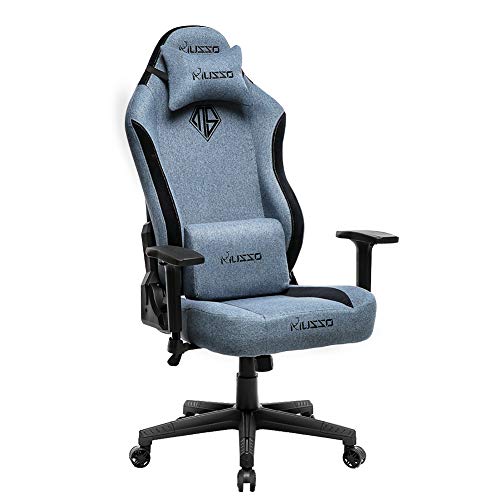 Musso Big & Tall Fabric Gaming Chair,Heavy Duty Racing Chair, Adults Adjustable Video Game Chair, Large Size PU Leather High-Back Executive Office Chair (Blue)