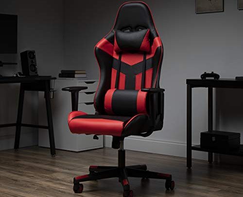 OFM Leather Gaming Chair, High-Back, Red