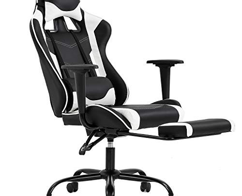 Ergonomic Office Chair PC Gaming Chair Desk Chair Executive PU Leather Computer Chair Lumbar Support with Footrest Modern Task Rolling Swivel Chair for Women,