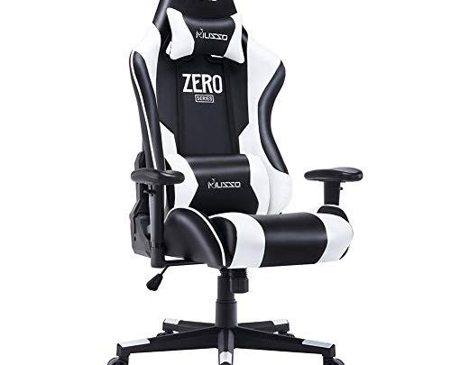 Musso Ergonomic (White) Gaming Chair Adjustable Esports Gamer Chair, Adults Racing Video Game Chair, Large Size PU Leather High-Back Executive Office Chair