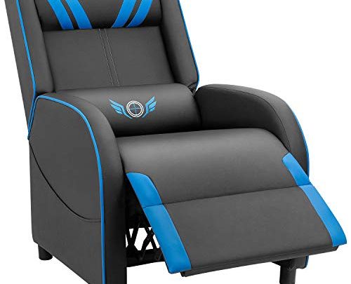 JUMMICO Gaming Recliner Chair PU Leather Single Recliner Sofa Adjustable Modern Living Room Recliners Home Theater Recliner Seat (Blue)