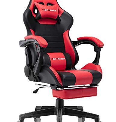Gaming Chair Ergonomic Reclining Racing Computer Game Chairs High Back PU Leather Gaming Desk Chair Large Size E-Sport Chair with Lumbar Support (Dark Red)
