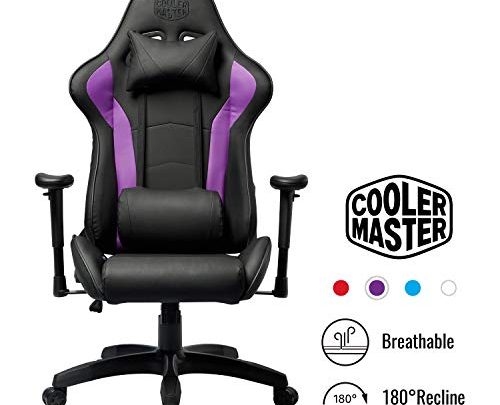 Cooler Master Caliber R1, PC Gaming Racing Chair Ergonomic High Back Office Chair, Seat Height and Armrest Adjustment, Recliner, Cushions with Headrest and Lumbar Support- Purple