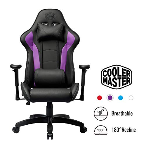 Cooler Master Caliber R1, PC Gaming Racing Chair Ergonomic High Back Office Chair, Seat Height and Armrest Adjustment, Recliner, Cushions with Headrest and Lumbar Support- Purple