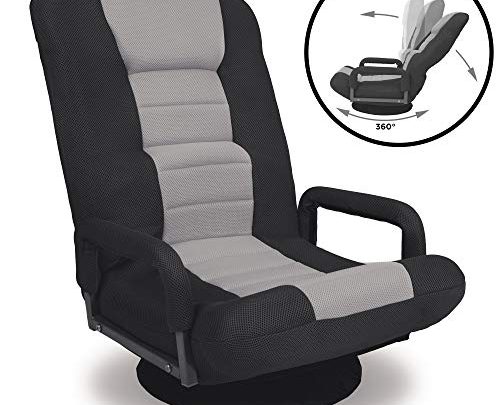 Best Choice Products 360-Degree Swivel Gaming Floor Chair w/Armrest Handles, Foldable Adjustable Backrest – Gray