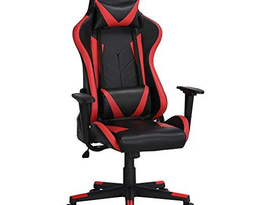 YAHEETECH Computer Gaming Chair Ergonomic High Back Racing Chair Leather Office Chair Height Adjustable Desk Chair with Lumbar Support Headrest &