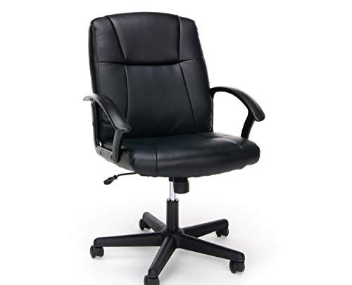 OFM Essentials Collection Executive Office Chair, Bonded Leather, in Black