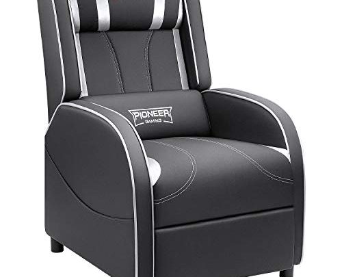 Devoko Gaming Recliner Chair PU Leather Home Theater Seating Single Modern Living Room Sofa Recliners (Silver)