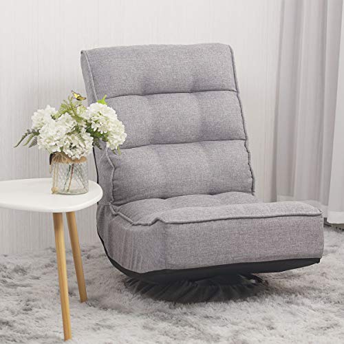 JAXSUNNY 360-Degree Swivel Gaming Chair, Folding Floor Chair with 7 Adjustable Position, Lazy Sofa Lounge Chair for Home Office, Supports to 330 lbs,