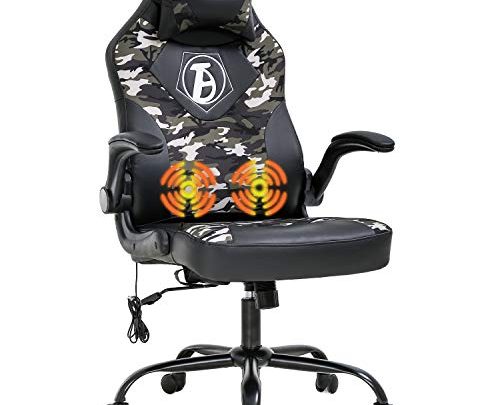 Racing Chair Gaming Chair Computer Chair with Lumbar Support Headrest Armrest PU Leather Adjustable PC Ergonomic Desk Chair Task Rolling Swivel Massage Office Chair for Women Adults(Camo)