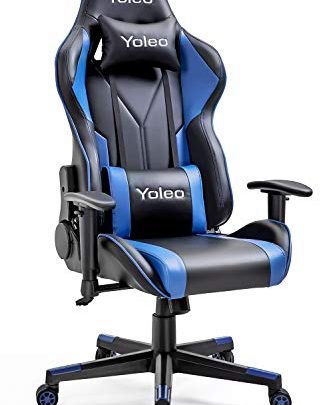 Gaming Chair -Yoleo Ergonomic Computer Gaming Chair Adjustable Armrest High Back Office Chair Mute Casters Desk Chair with Lumbar Support and Headrest,