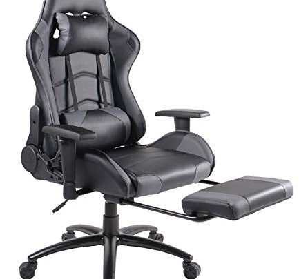Gaming Chair Racing Office Chair High Back PU Leather Computer Desk Executive and Ergonomic Swivel Chair with Headrest
