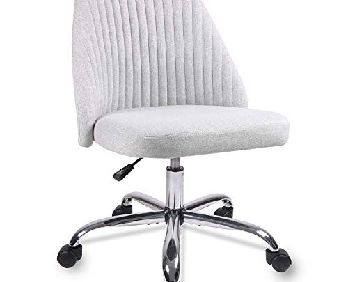 Home Office Chair, Modern Twill Fabric Chair Adjustable Desk Chair Mid-Back Task Chair Ergonomic Executive Chair-Grey