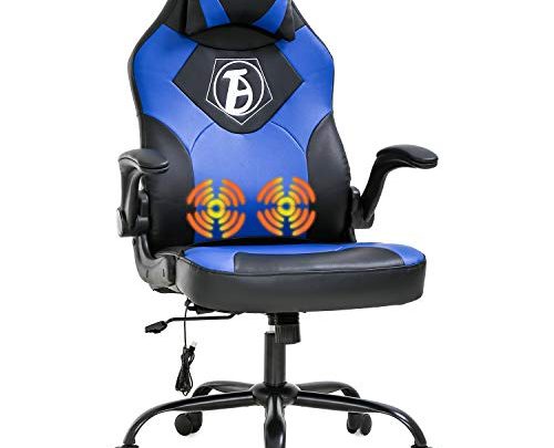 Gaming Chair Computer Chair Desk Chair PU Leather Adjustable Office Chair with Lumbar Support Headrest Armrest PC Ergonomic Task Rolling Swivel Massage Racing Chair for Women Adults(Blue)