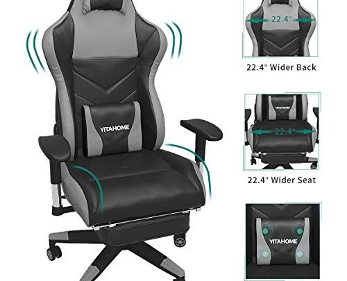 YITAHOME Massage Gaming Chair Ergonomic Racing Style High Back PC Computer Game Chair, Heavy Duty PU Leather Office Desk Chair with Footrest,