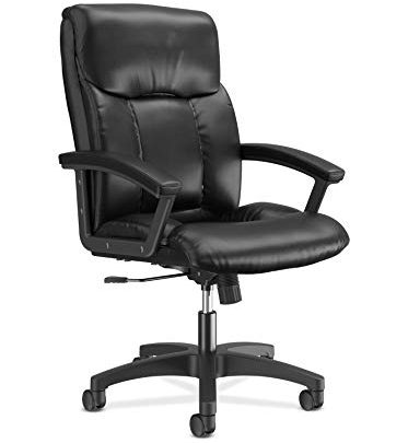 HON HVL151.SB11 Leather Executive Chair – High-Back Computer Chair for Office Desk, Black (VL151)