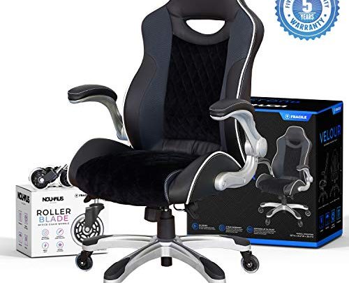 NOUHAUS Velour Office Chair Velvet Computer Chair with Retractable Armrest with Bonus Blade Wheels. Swivel Game Chair for Gaming Desk!
