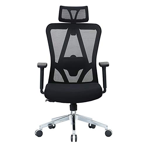 Halter Executive Ergonomic Mesh Office Chair with Adjustable Headrest + Clothes Hanger, 2-D Lumbar Support & Armrest; Thick, Compact Seat Cushion,
