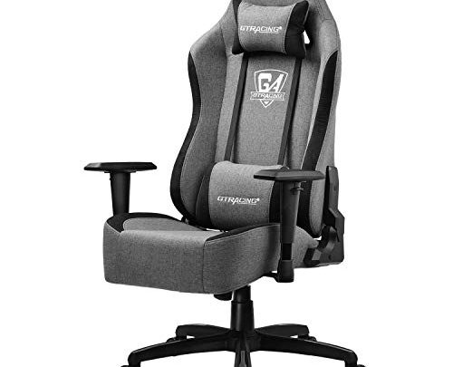 GTRACING Gaming Chair Office Chair High Back Fabric Computer Chair Desk Chair PC Racing Executive Ergonomic Adjustable Swivel Task Chair with Headrest and Lumbar Support (Gray)
