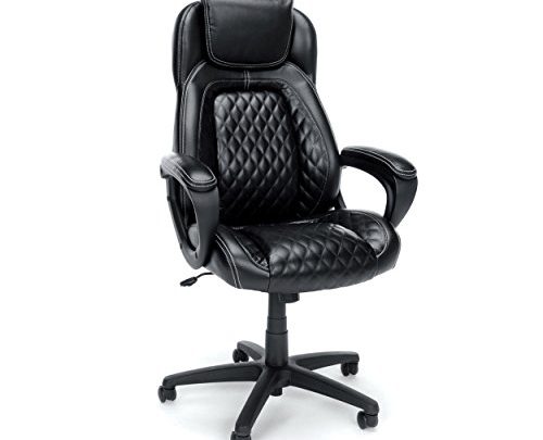 OFM Essentials Collection Racing Style SofThread Leather High Back Office Chair, in Black (ESS-6060)