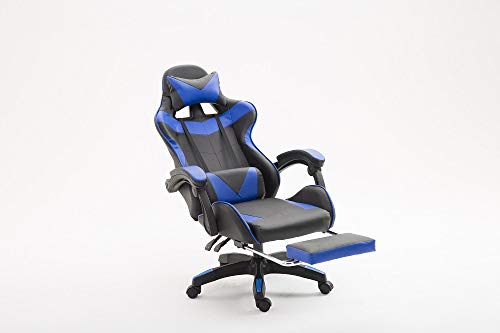 Computer Game, Streaming, Gaming Chair Office Chair Ergonomic Backrest and Headrest, Swivel Recliner with Lumbar Support, Height Adjustment Racing Chair (Blue)