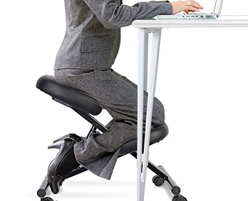 UPSCALE DECOR Ergonomic Chair Rolling Adjustable Kneeling Stool for Home and Office Work Desk for Better Posture Faux Leather with Smooth Gliding &