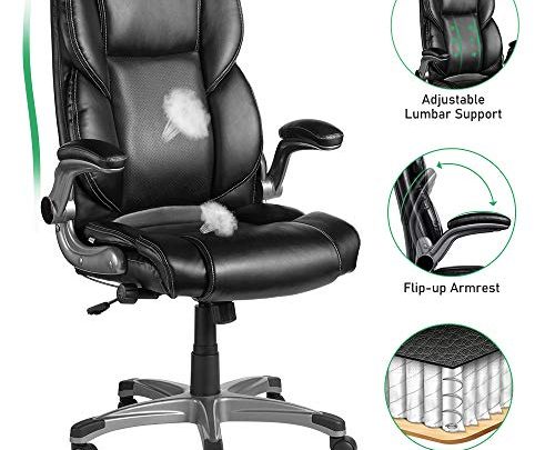 VANSPACE Executive Office Chair High Back EC02 Bonded Leather Executive Chair – Adjustable Built-in Lumbar Support and Tilt Angle Armrest Desk Chair,