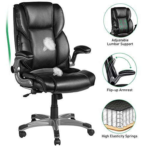 VANSPACE Executive Office Chair High Back EC02 Bonded Leather Executive Chair – Adjustable Built-in Lumbar Support and Tilt Angle Armrest Desk Chair,