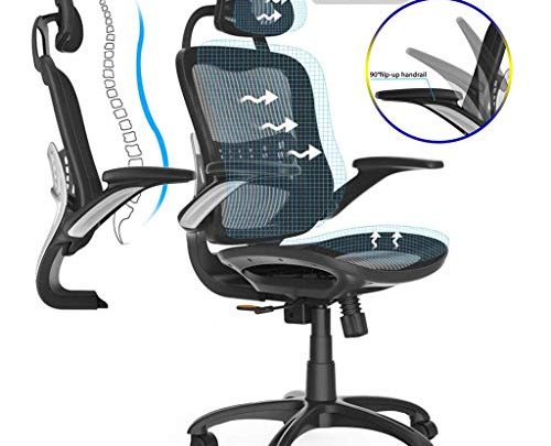 Komene Ergonomic Office Chair High Adjustable Back Mesh Desk Chairs,Gaming Chair Lumbar Support Modern Executive with Rolling Swivel Chair for Back Pain,