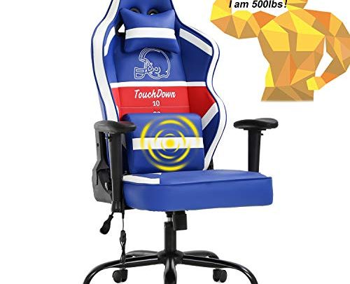 Gaming Chair Big and Tall Office Chair 500lb Wide Seat Desk Chair with Lumbar Support Headrest 2D Arms Task Swivel Ergonomic High Back PU Adjustable Massage Racing Computer Chair for Adults Game