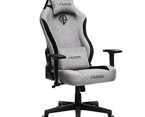Musso Big & Tall Fabric Gaming Chair,Heavy Duty Racing Chair, Adults Adjustable Video Game Chair, Large Size PU Leather High-Back Executive Office Chair (Gray)