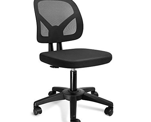 KOLLIEE Armless Mesh Office Chair Ergonomic Comfortable Armless Desk Chair Small Black Adjustable Computer Chair No Armrest Mid Back Swivel Task Chair for Small Spaces