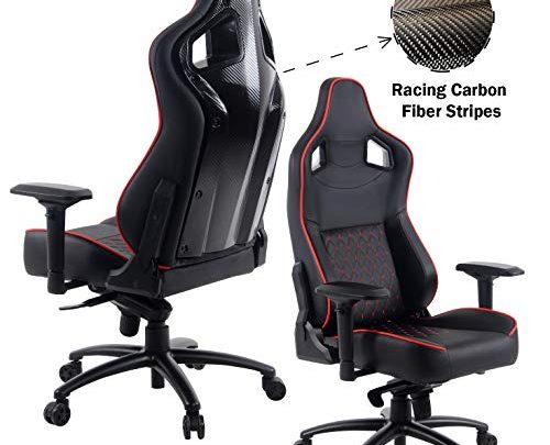 YOUNIKE Gaming Chair Carbon fibe Racing Style Adjustable Height Executive Office Computer Chair Recliner Swivel Rocker Desk Chair (Black)