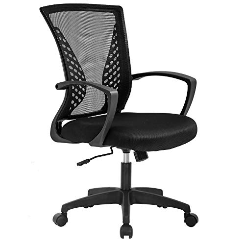 Vnewone Ergonomic Office Chair Desk Computer Mesh Executive Task Rolling Gaming Swivel Modern Adjustable with Mid Back Lumbar Support Armrest for Home Women Men,