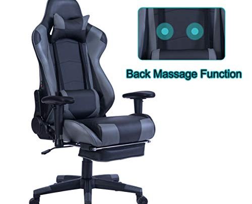 HEALGEN Back Massage Gaming Chair with Footrest,PC Computer Video Game Racing Gamer Chair High Back Reclining Executive Ergonomic Desk Office Chair with Headrest Lumbar Support Cushion