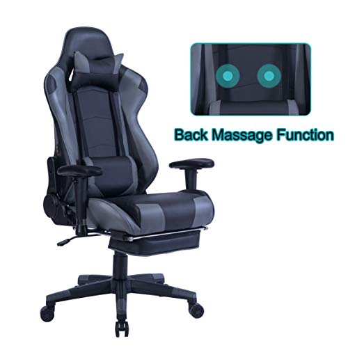 HEALGEN Back Massage Gaming Chair with Footrest,PC Computer Video Game Racing Gamer Chair High Back Reclining Executive Ergonomic Desk Office Chair with Headrest Lumbar Support Cushion