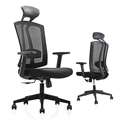 Ergonomic Office Chair Breathable Mesh Computer Chair Lumbar Support Task Chair Adjustable Executive Chair Rolling Swivel Desk Chair, Black