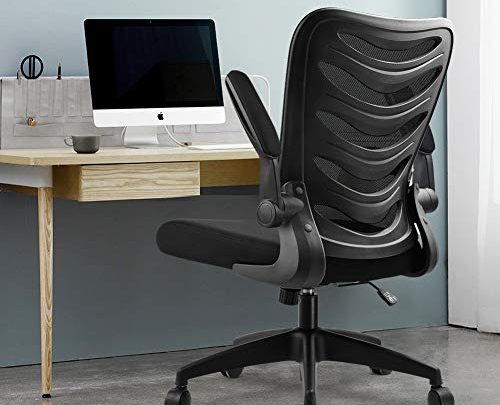 ComHoma Desk Chair Ergonomic Office Chair Mesh Computer Chair with Flip Up Arms Lumbar Support Adjustable Swivel Mid Back for Conference Home Office,