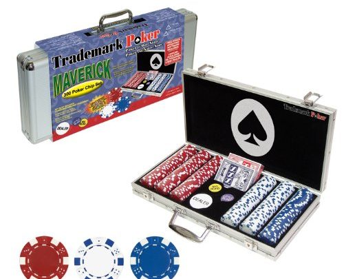Trademark Poker Poker Chip Set for Texas Holdem, Blackjack, Gambling with Carrying Case, Cards, Buttons and 500 Dice Style Casino Chips (11.5 Gram)