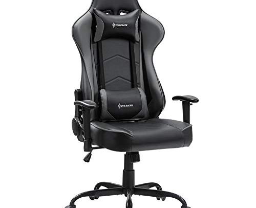 VON RACER Massage Gaming Chair Racing Computer Desk Office Chair Swivel Ergonomic Executive Bonded Leather Chair with Headrest Lumbar Support and Adjustable Armrests